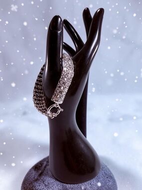 Sterling Silver Bismark Link Bracelet Domed Wide Flex Spring Ring Clasp 7”